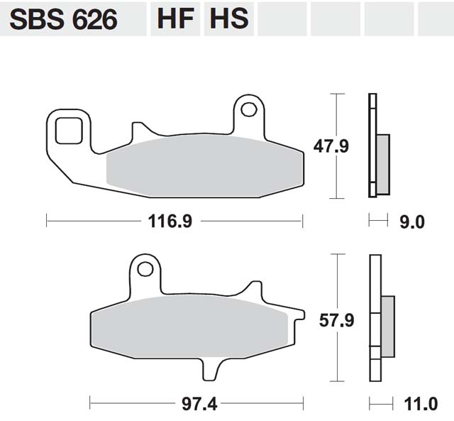 Τακάκια SBS 626HF FA147 STD FR/RR
