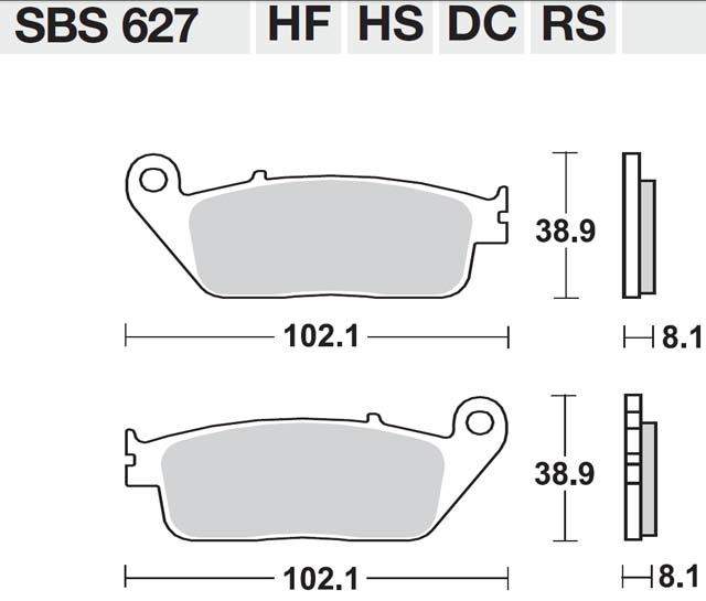 Τακάκια SBS 627HF FA142-FA226 STD FR/RR