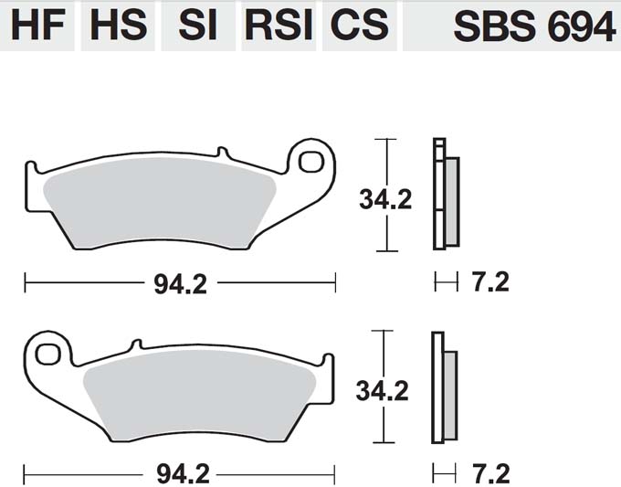 Τακάκια SBS 694HF FA185-FA389 STD FR/RR