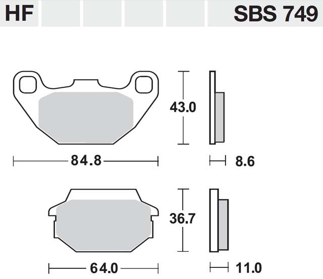 Τακάκια SBS 749HF FA305 STD FR/RR