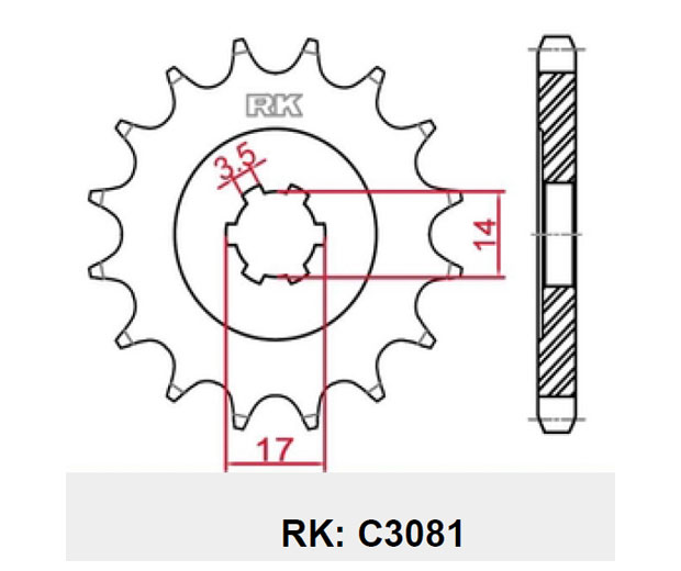 Γρανάζι Κίνησης RK 3081-T14 (JTF505) KAZE-R