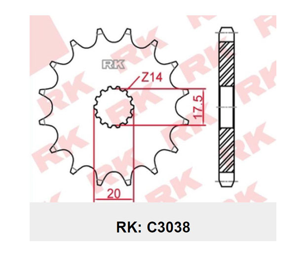 Γρανάζι Κίνησης RK C3038-T15 (JTF558) DT125R'05-06,TDR125R,TZR125R